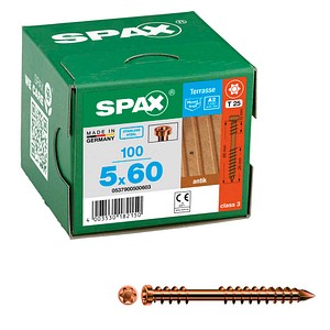 SPAX® Terrassenschrauben T25 Zylinderkopf Edelstahl A2 0537900500603 5 mm x 60 mm, 100 St.