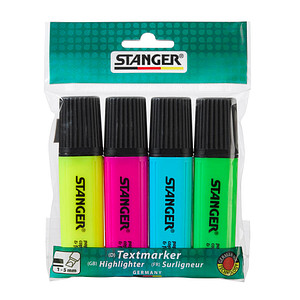 STANGER Textmarker farbsortiert, 4 St.