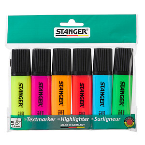 STANGER Textmarker farbsortiert, 6 St.