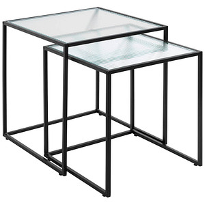 HAKU Möbel Beistelltische-Set quadratisch Sicherheitsglas schwarz, 2 St.