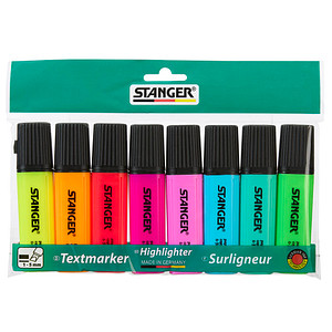 STANGER Textmarker farbsortiert, 8 St.
