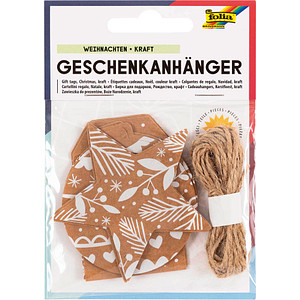 folia Geschenkanhänger natur Weihnachten, 12 St.