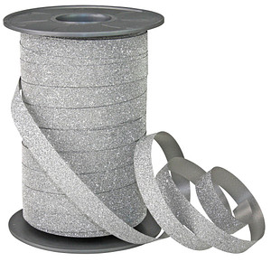 PRÄSENT Geschenkband POLY GLITTER Glitter silber 10,0 mm x 100,0 m