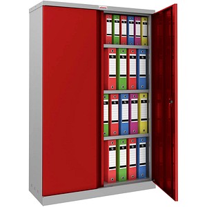 phoenix Stahlschrank SCL1491GRK grau, rot 3 Fachböden 91,5 x 37,0 x 140,0 cm, zerlegt, 1 St.
