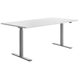 Topstar E-Table elektrisch höhenverstellbarer Schreibtisch weiß rechteckig, T-Fuß-Gestell grau 180,0 x 80,0 cm