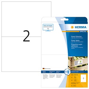 HERMA Power-Etiketten 10910 weiß 210,0 x 148,0 mm, 25 Blatt
