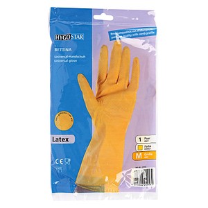 HYGOSTAR unisex Gummihandschuhe Bettina gelb Größe 10, 1 Paar