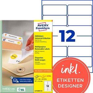 AVERY Zweckform Etiketten L4743REV-25 weiß 99,1 x 42,3 mm, 30 Blatt
