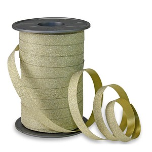 PRÄSENT Geschenkband POLY GLITTER Glitter gold 10,0 mm x 100,0 m