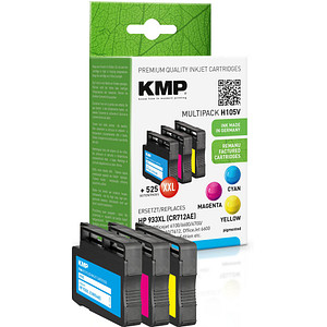 KMP H105V  cyan, magenta, gelb Druckerpatronen kompatibel zu HP 933XL (CN054AE, CN055AE, CN056AE), 3er-Set