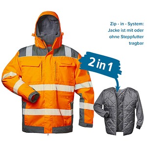 elysee® unisex Warnjacke Winter NIKLAS orange, grau Größe L