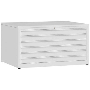 LÜLLMANN Planschrank signalweiß 6 Schubladen 113,5 x 83,5 x 60,5 cm, 1 St.