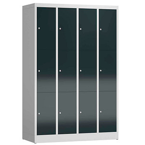 ClassiX Schließfachschrank anthrazit, lichtgrau X-520348, 12 Schließfächer 118,5 x 50,0 x 180,0 cm