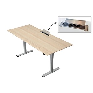 Kerkmann Move Base plus elektrisch höhenverstellbarer Schreibtisch ahorn rechteckig, T-Fuß-Gestell silber 180,0 x 80,0 cm