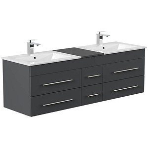 POSSEIK Waschbecken mit Unterschrank NERO XL grafit 153,0 x 46,5 x 51,2 cm