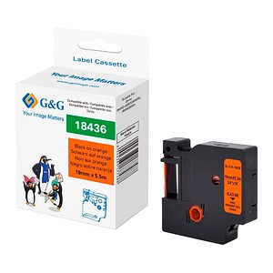 G&G Schriftband RHINO  21695 ersetzt DYMO 18436 , 19 mm, schwarz auf orange, 1 St.