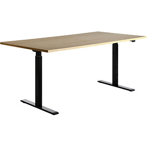 Topstar E-Table elektrisch höhenverstellbarer Schreibtisch ahorn rechteckig, T-Fuß-Gestell schwarz 180,0 x 80,0 cm