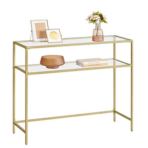 VASAGLE Konsolentisch rechteckig Glas gold 100,0 x 35,0 x 80,0 cm, 1 St.