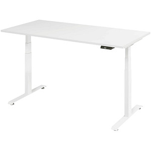 BaseLite elektrisch höhenverstellbarer Schreibtisch weiß rechteckig, T-Fuß-Gestell weiß 160,0 x 80,0 cm