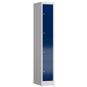 ClassiX Schließfachschrank enzianblau, lichtgrau X-520411, 4 Schließfächer 31,0 x 50,0 x 180,0 cm
