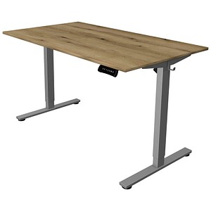 Kerkmann Move base 2 elektrisch höhenverstellbarer Schreibtisch asteiche rechteckig, T-Fuß-Gestell silber 140,0 x 80,0 cm