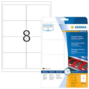 HERMA wetterfeste Folienetiketten 4575 weiß 99,1 x 67,7 mm, 20 Blatt