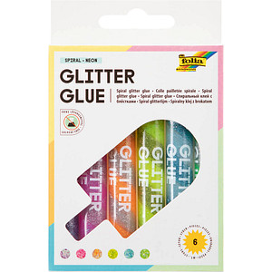 6 folia Glitter Glue SPIRAL NEON Klebestifte 6 x 10,5 ml