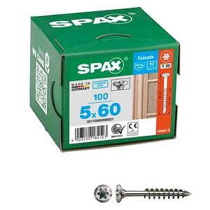 SPAX® Fassadenschrauben T20 Linsensenkkopf A2 25170005006021 5 mm x 60 mm, 100 St.