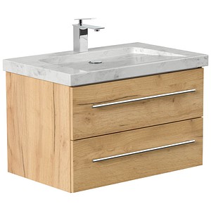 POSSEIK Waschbecken mit Unterschrank WHITE YAMO 75 eiche gold 75,0 x 45,0 x 50,0 cm