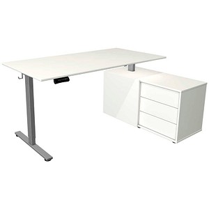 Kerkmann Move base 2 elektrisch höhenverstellbarer Schreibtisch weiß rechteckig, T-Fuß-Gestell silber 160,0 x 80,0 cm