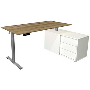 Kerkmann Move base 2 elektrisch höhenverstellbarer Schreibtisch asteiche rechteckig, T-Fuß-Gestell silber 160,0 x 80,0 cm