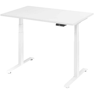 BaseLite elektrisch höhenverstellbarer Schreibtisch weiß rechteckig, T-Fuß-Gestell weiß 120,0 x 80,0 cm