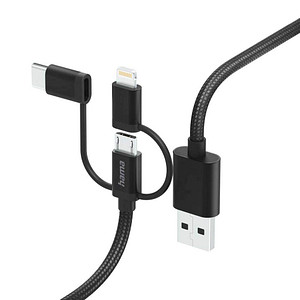 hama 3in1 Kabel 1,5 m schwarz, 1 St.