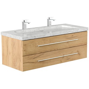 POSSEIK Waschbecken mit Unterschrank WHITE YAMO 130 eiche gold 130,0 x 55,0 x 50,0 cm