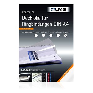 LMG Deckfolien für Bindemappen PREMIUM transparent, DIN A4 0,3 mm, 100 St.