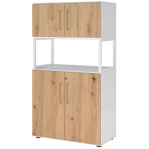 HAMMERBACHER Regalschrank FlexWall, VFW48K5RG/W/R/BS weiß, asteiche 80,0 x 40,0 x 145,0 cm, 1 St.