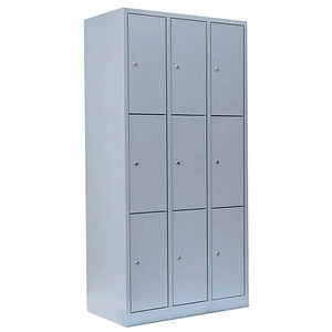 LÜLLMANN Schließfachschrank lichtgrau 520330, 9 Schließfächer 88,5 x 50,0 x 180,0 cm