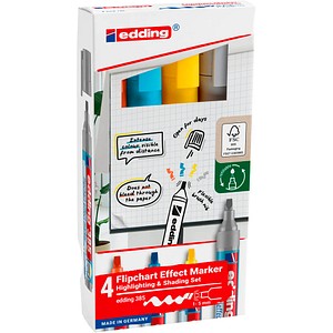 edding 385 Flipchart-Marker farbsortiert 1,0 - 5,0 mm, 4 St.