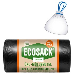 ECOSACK® Müllbeutel 20,0 l schwarz 24 µm, 15 St.
