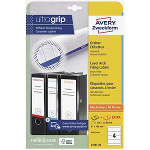 AVERY Zweckform Ordneretiketten L4761-25 weiß, 30 Blatt