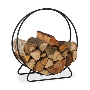 relaxdays Kaminholzkorb schwarz 61,0 x 26,0 x 65,0 cm, 1 St.