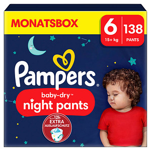 Pampers® Windeln Monatsbox baby-dry™ night pants Größe Gr.6 (15+ kg) für Kids und Teens (4-12 Jahre), 138 St.