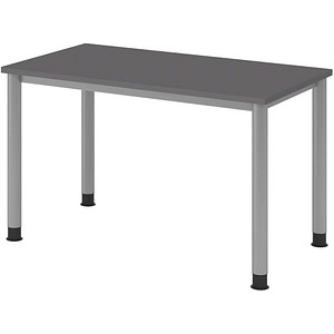 HAMMERBACHER HS612 Schreibtisch grafit rechteckig, 4-Fuß-Gestell silber 120,0 x 67,2 cm