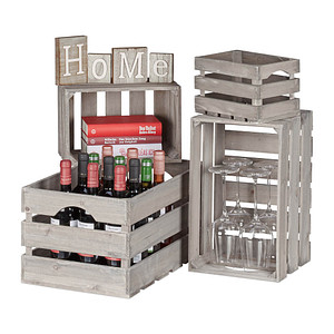 relaxdays Shabby Holzkisten-Set grau, 1 Set