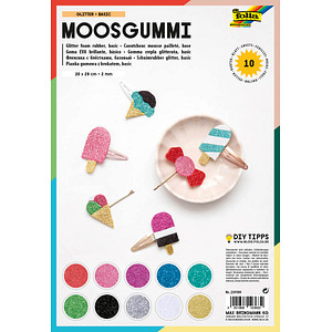 folia Moosgummi Glitter Basic mehrfarbig 10 St.