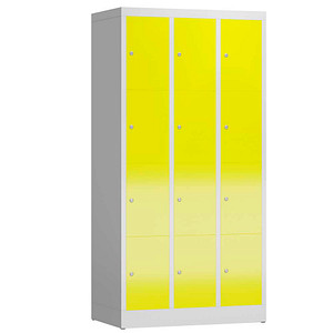ClassiX Schließfachschrank lichtgrau, zinkgelb X-520436, 12 Schließfächer 87,0 x 50,0 x 180,0 cm