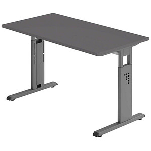 HAMMERBACHER OS612 Schreibtisch grafit rechteckig, C-Fuß-Gestell grau 120,0 x 67,2 cm