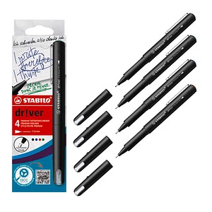 STABILO dr!ver Fineliner-Set farbsortiert 0,4 mm, 4 St.