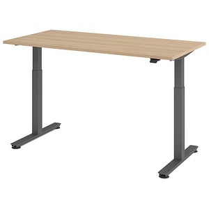 HAMMERBACHER VXMST16 elektrisch höhenverstellbarer Schreibtisch eiche rechteckig, T-Fuß-Gestell grau 160,0 x 80,0 cm