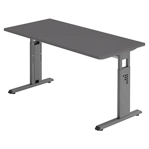 HAMMERBACHER OS614 Schreibtisch grafit rechteckig, C-Fuß-Gestell grau 140,0 x 67,2 cm